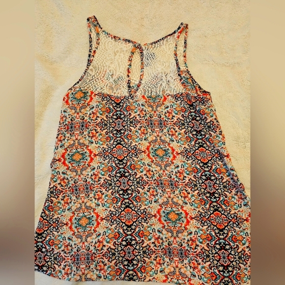 IZ Byer Junior's Sleeveless Blouse in Bright Colors With Lace Top - Size Medium - Picture 3 of 4